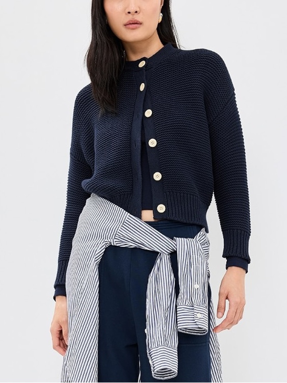 Alex Mill Size XS Nico 100% Cotton Chunky Cardigan in Midnight Navy Blue